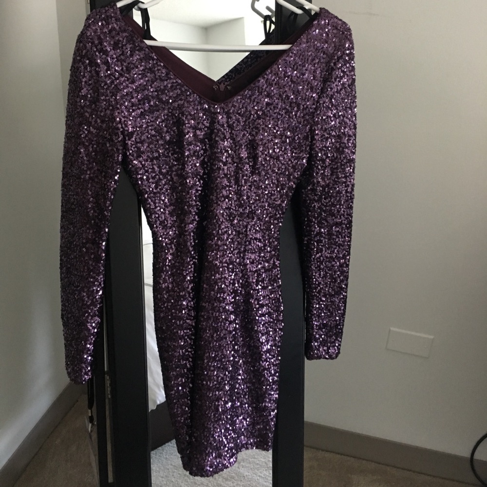 Purple sequin mini dress